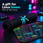 Rolled Linux desk mat styled as a gift
